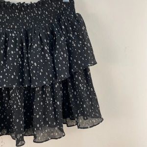 American Threads Black Tulle Ruffle Mini Skirt